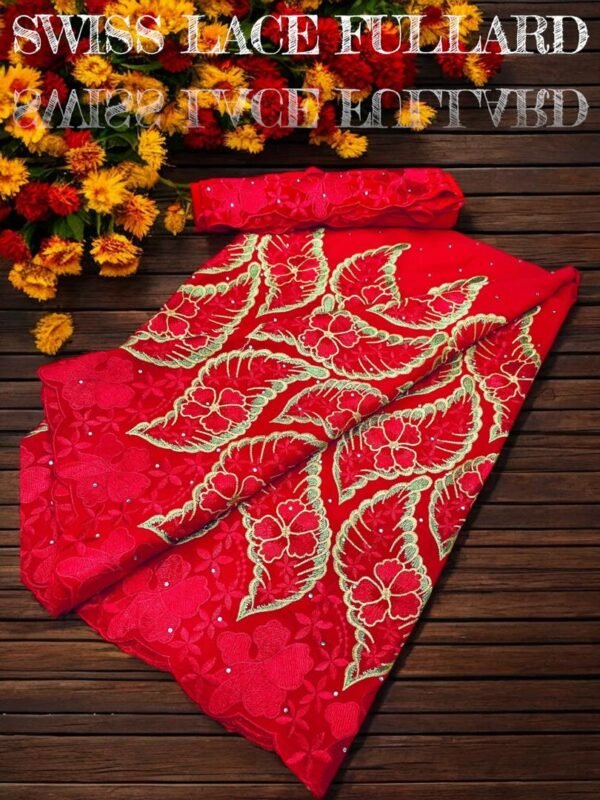 Dentelle Suisse Premium avec Foulard – 7 Yards